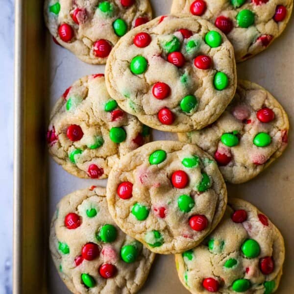 Soft, chewy M & M Cookies are the perfect Christmas cookie. This is the best M & M cookie recipe!