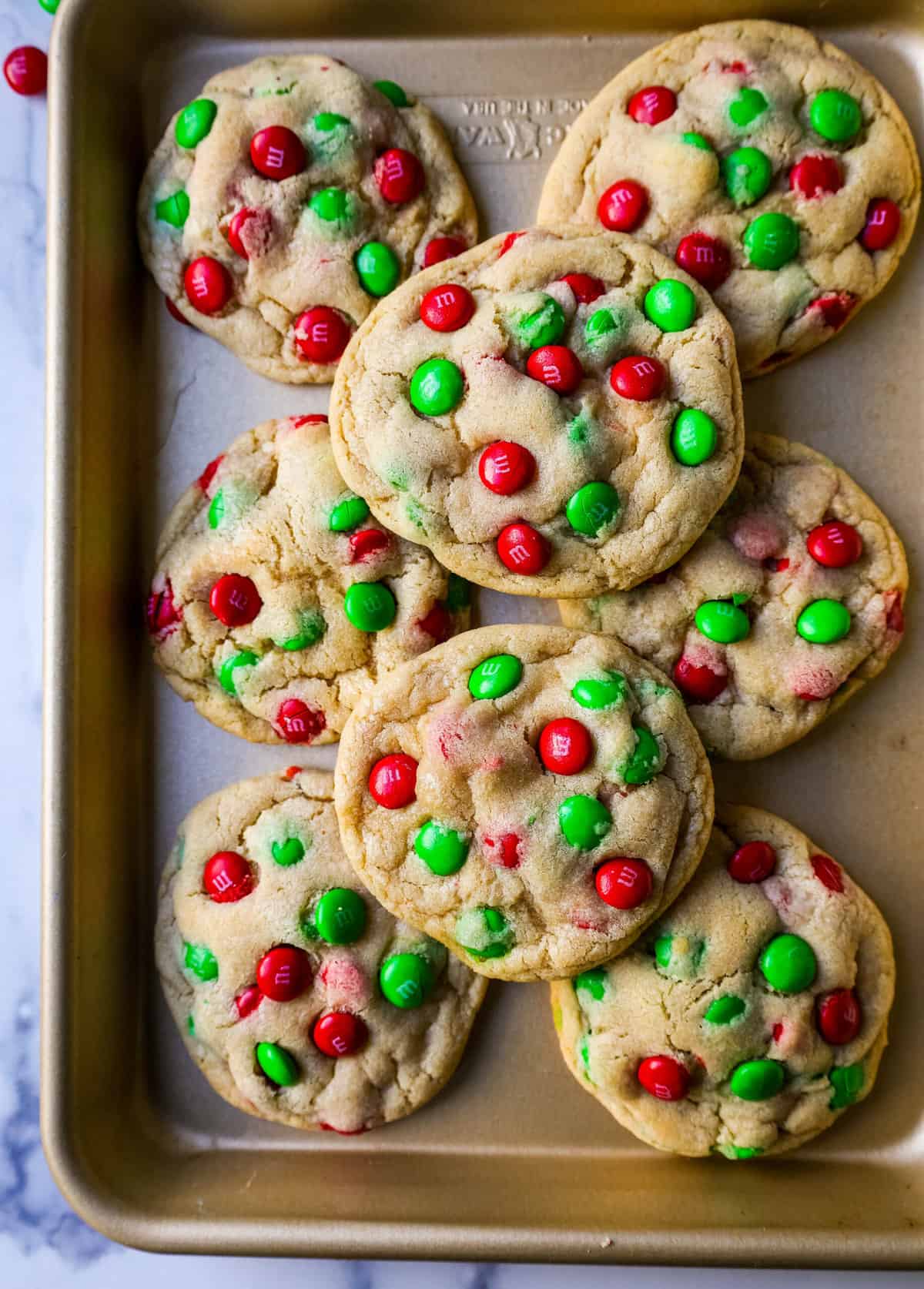 Easy 5 Ingredient M&M Christmas Cookies