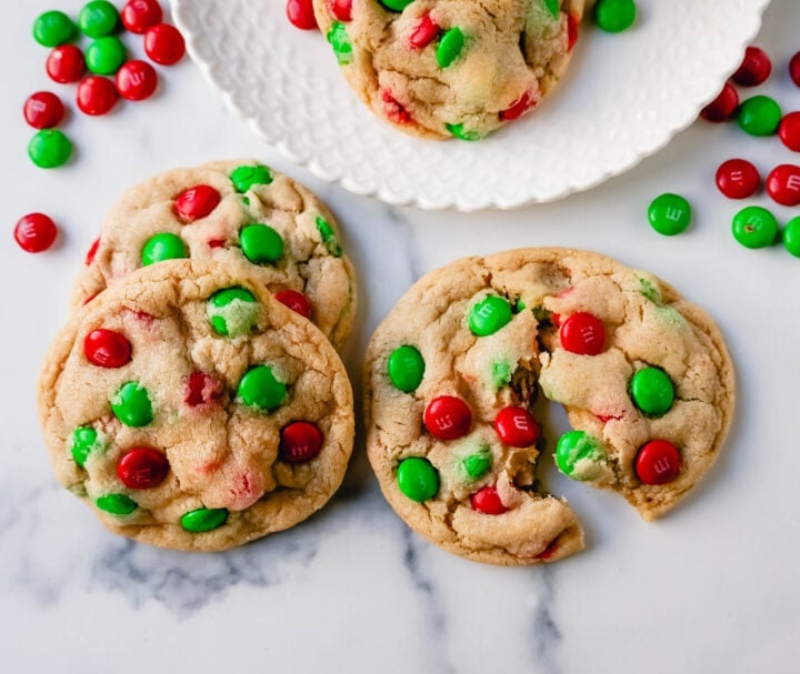 Soft, chewy M & M Cookies are the perfect Christmas cookie. This is the best M & M cookie recipe!