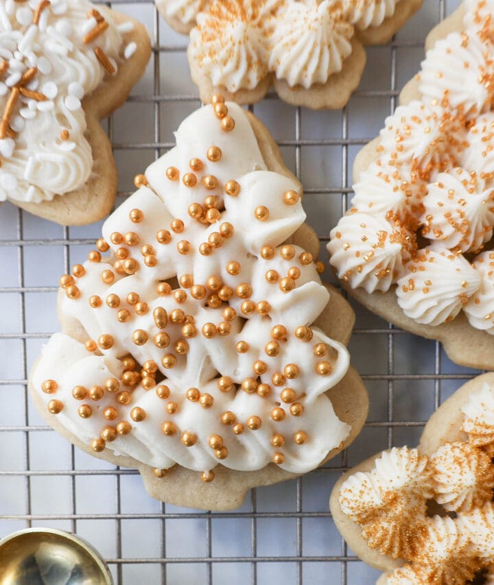 Soft, chewy homemade Christmas Sugar cookies with buttercream frosting. This is the best cut out sugar cookie recipe!