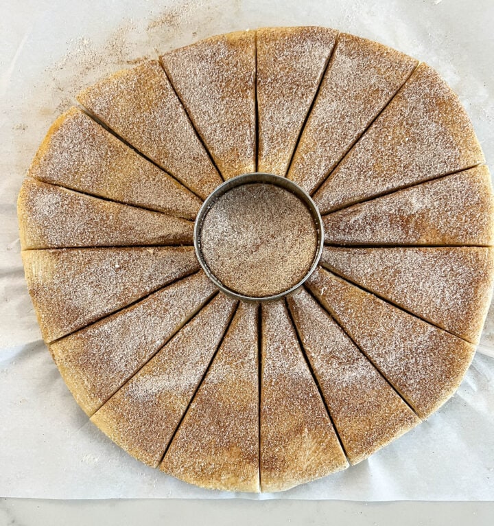 Cinnamon Sugar Star Bread Dough cut into triangles