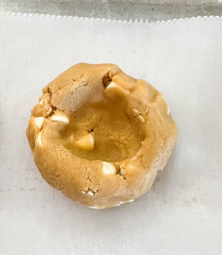 Biscoff Cookie Butter Cookies rolled into a ball with indention.