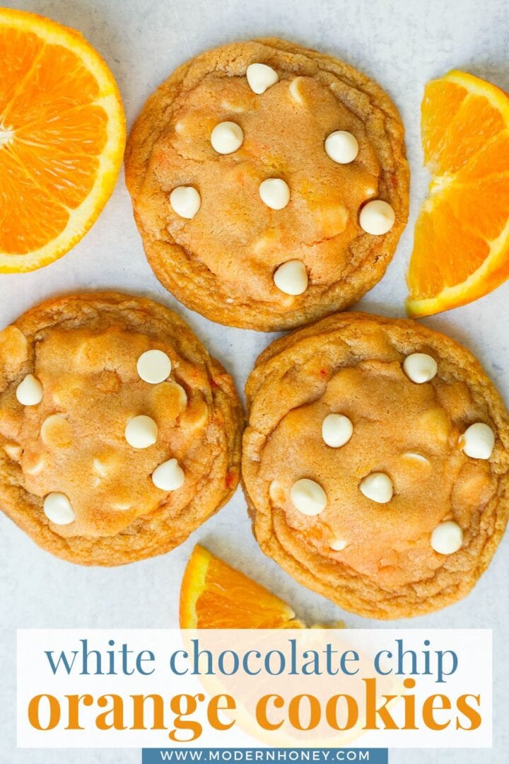 Soft and Chewy Orange Creamsicle Cookies made with fresh orange zest and juice and white chocolate chips. This Orange White Chocolate Cookie recipe is the perfect orange cookie.