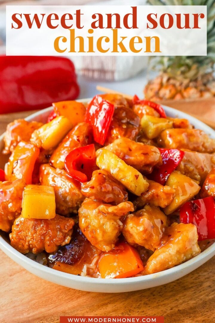 Sweet and Sour Chicken is made with crispy fried chicken covered in a pineapple sweet and sour sauce. The ultimate Sweet and Sour Chicken Recipe is way better than take-out.  