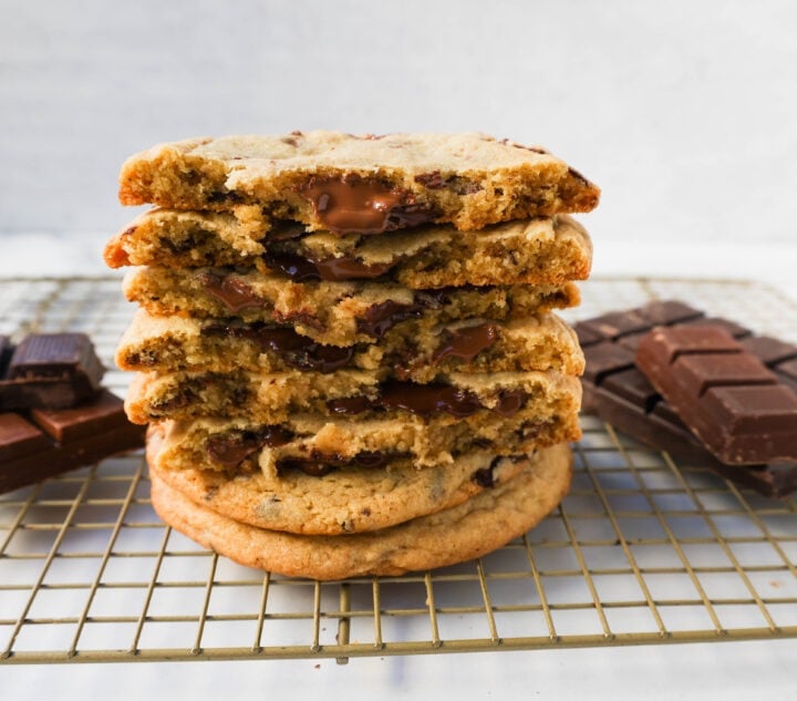 The famous Dominique Ansel Chocolate Chunk Cookie Recipe. How to make Dominique Ansel cookies at home. These chocolate chunk cookies are soft and chewy in the center with crisp edges and are full of melted chocolate.