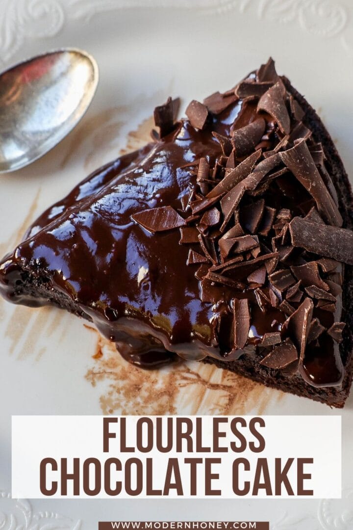 Rich decadent flourless chocolate cake recipe with chocolate ganache. This chocolate cake is a chocolate lover's dream! This naturally gluten-free chocolate cake is flour free and is so decadent!