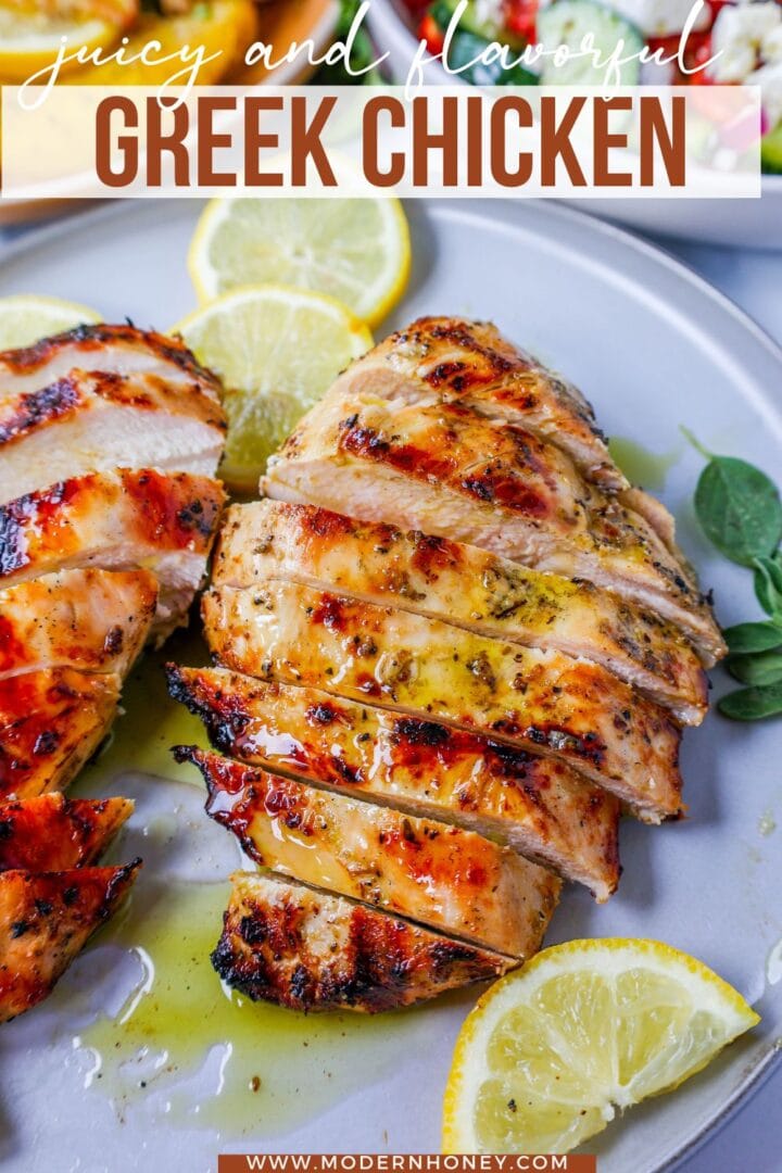 Juicy, flavorful Greek Chicken made with olive oil, lemon juice, garlic, oregano, and spices. This grilled Greek Chicken is moist and bursting with fresh flavors!