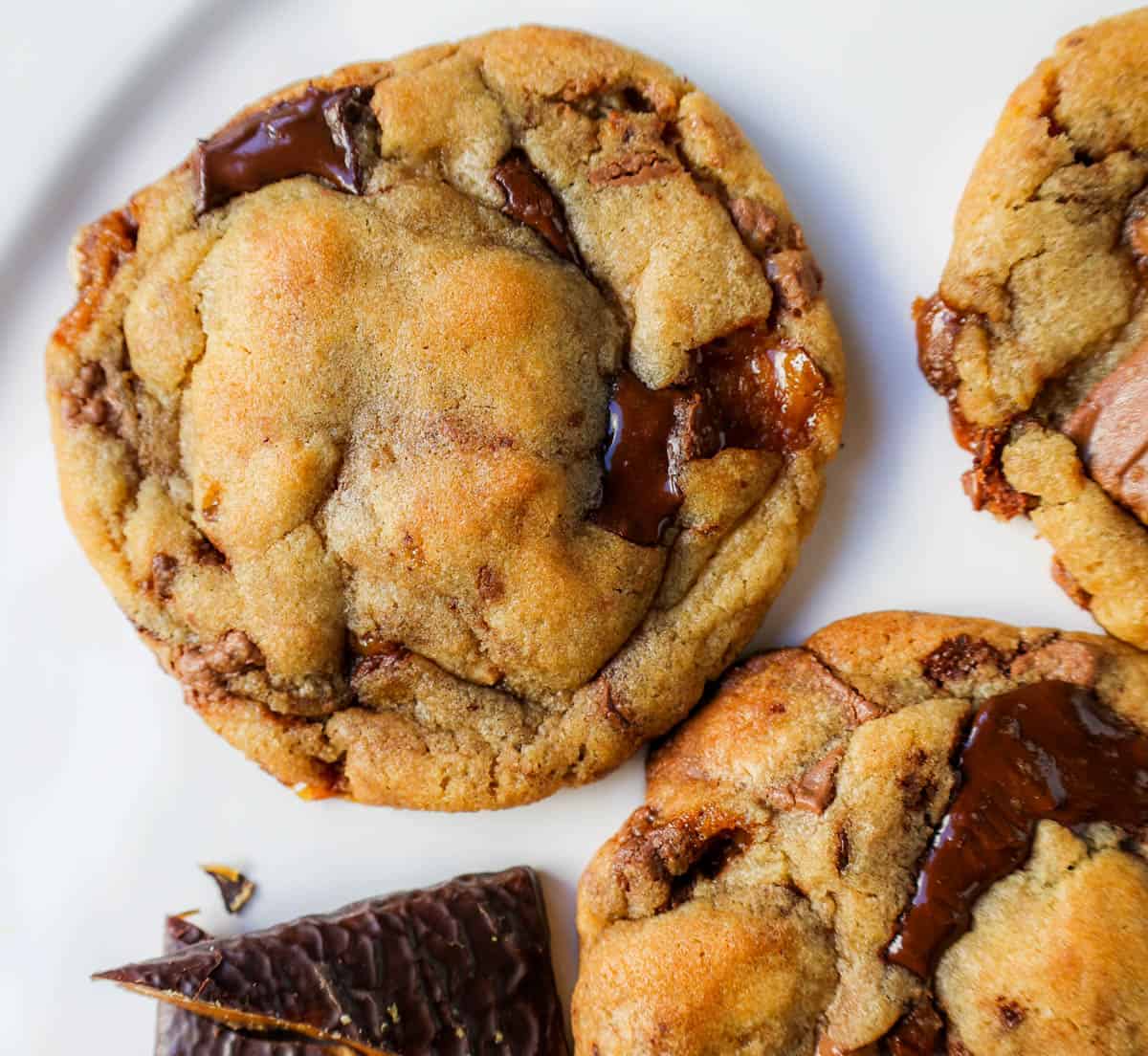 These are the Best Browned Butter Toffee Chocolate Chip Cookies that are perfectly soft and chewy with crisp edges and ooey gooey centers filled with chocolate and toffee chunks. 