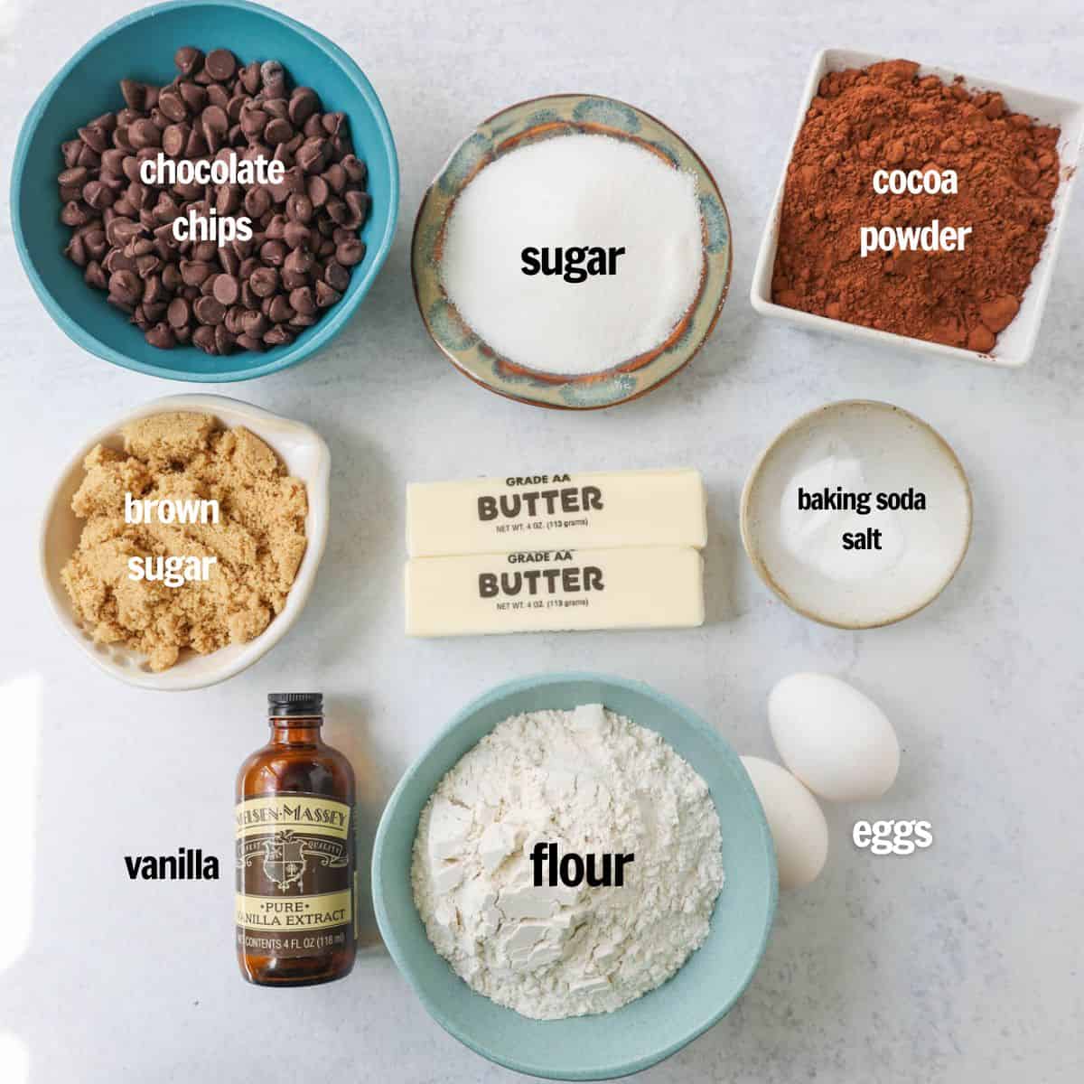 Double Chocolate Chocolate Chip Cookies Ingredients