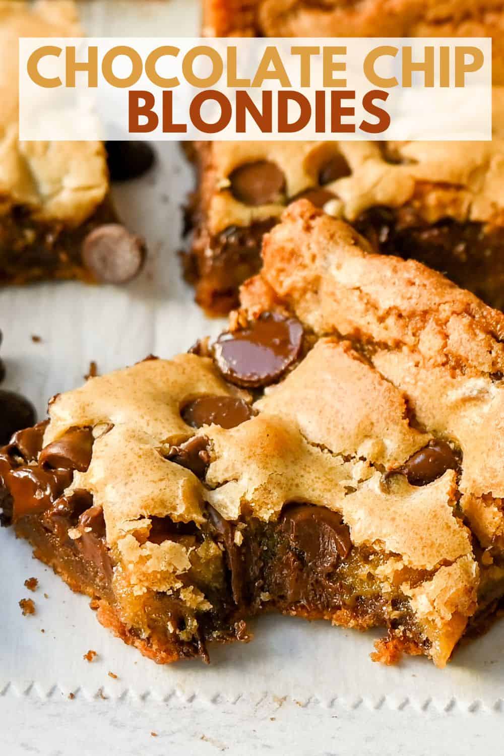 The Best Chocolate Chip Blondies Recipe Ever! How to make chewy, soft blondies from scratch. This is the most delicious and easiest chocolate chip blondie recipe.