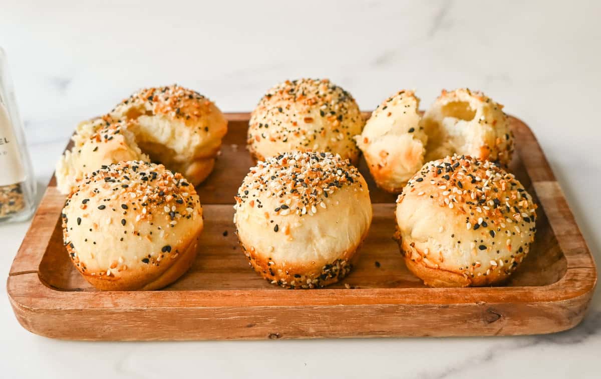 Everything Bagel Cream Cheese Bites. These viral Cream Cheese Filled Everything Bagel Bites are so easy to make and everyone loves them! These Stuffed Bagel Minis are an everything bagel and cream cheese all in one bite.