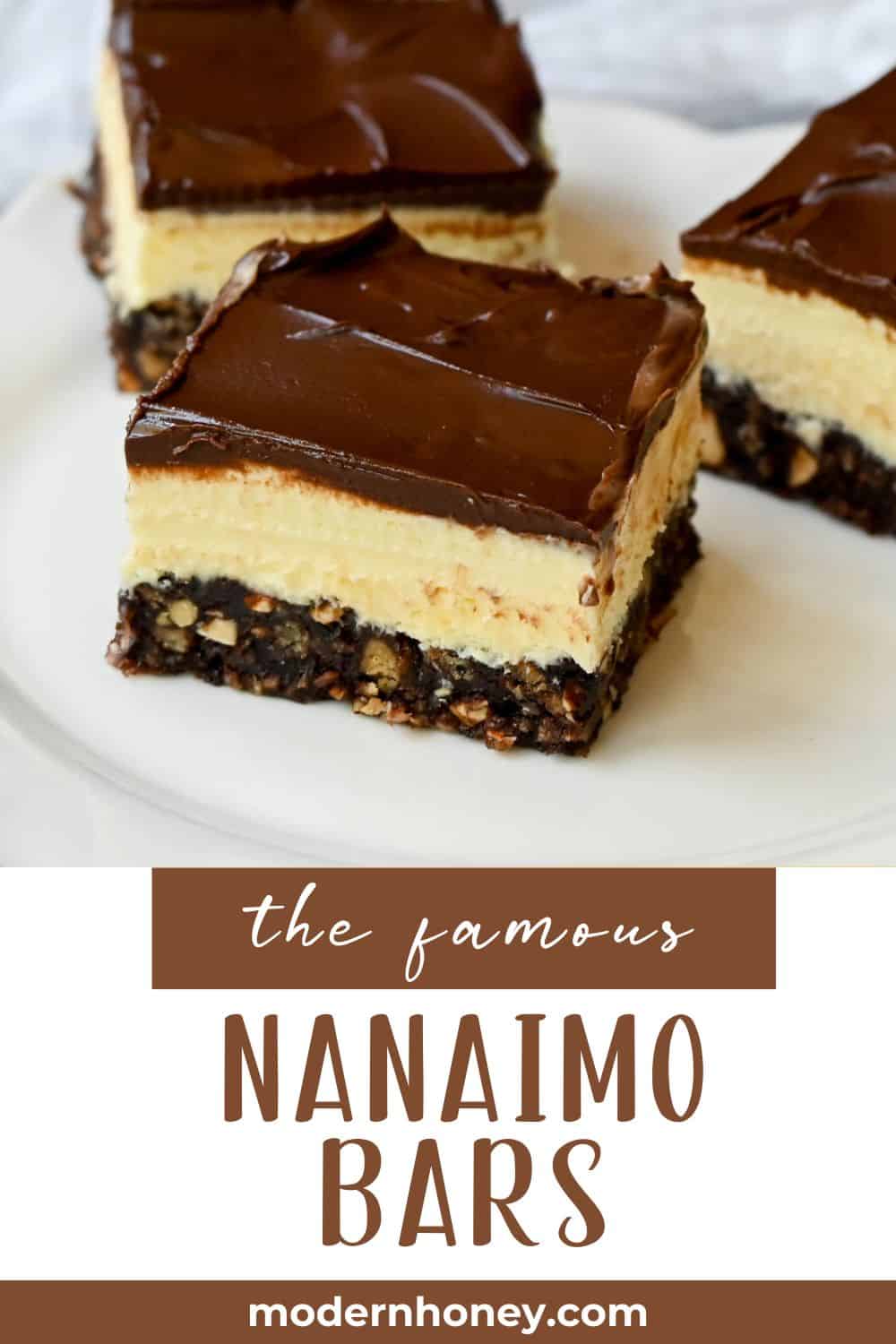 Rich and fudgy Nanaimo bars are the perfect no-bake dessert. A chocolate, graham cracker, almond, and coconut base layer is topped with a creamy custard filling and chocolate ganache. You’ll be hooked on this classic Canadian treat!