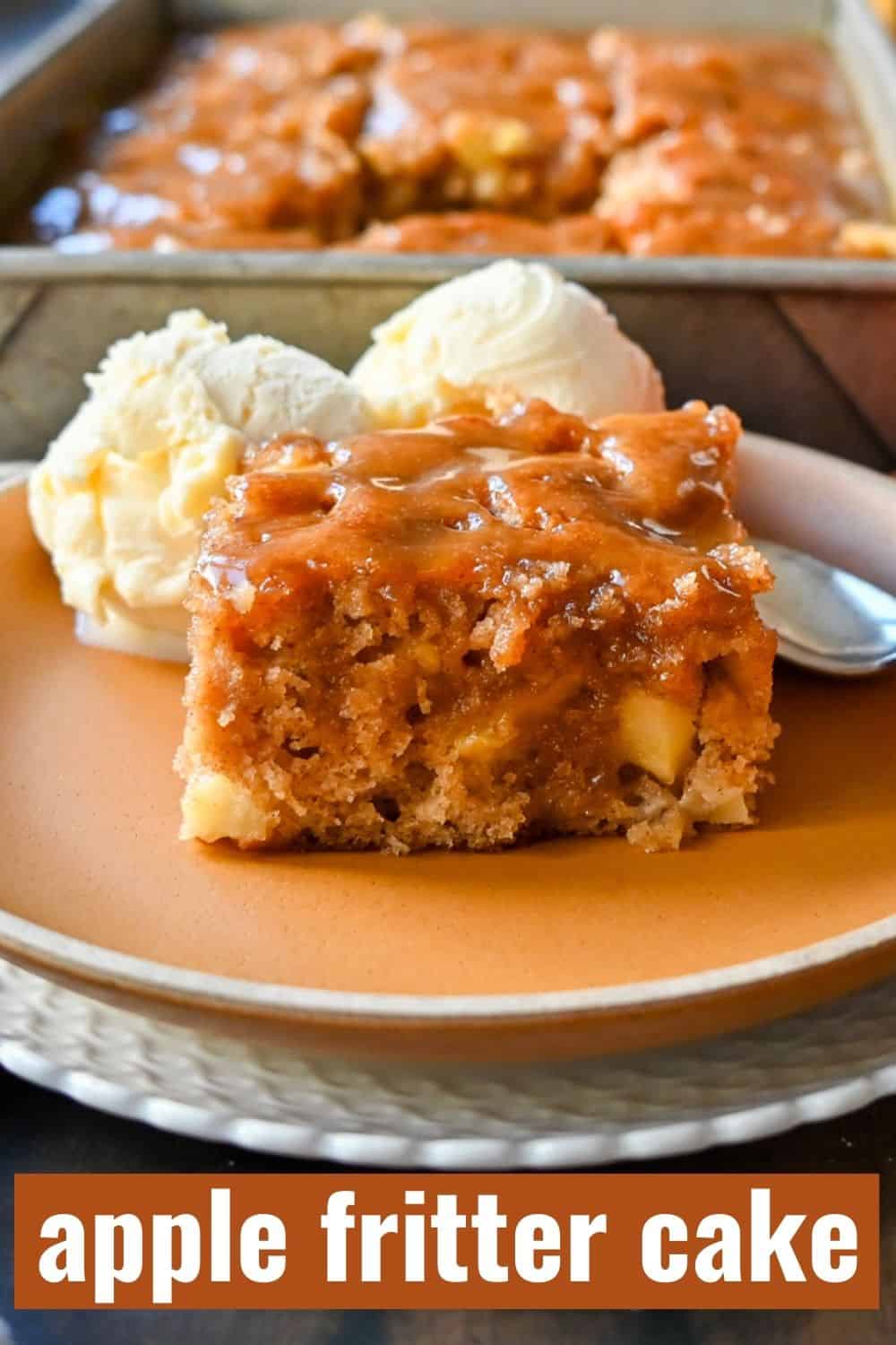 Apple Fritter Cake. Moist homemade apple fritter cake made with fresh apples with a brown sugar glaze. This is the best apple cake recipe and a perfect Fall dessert.