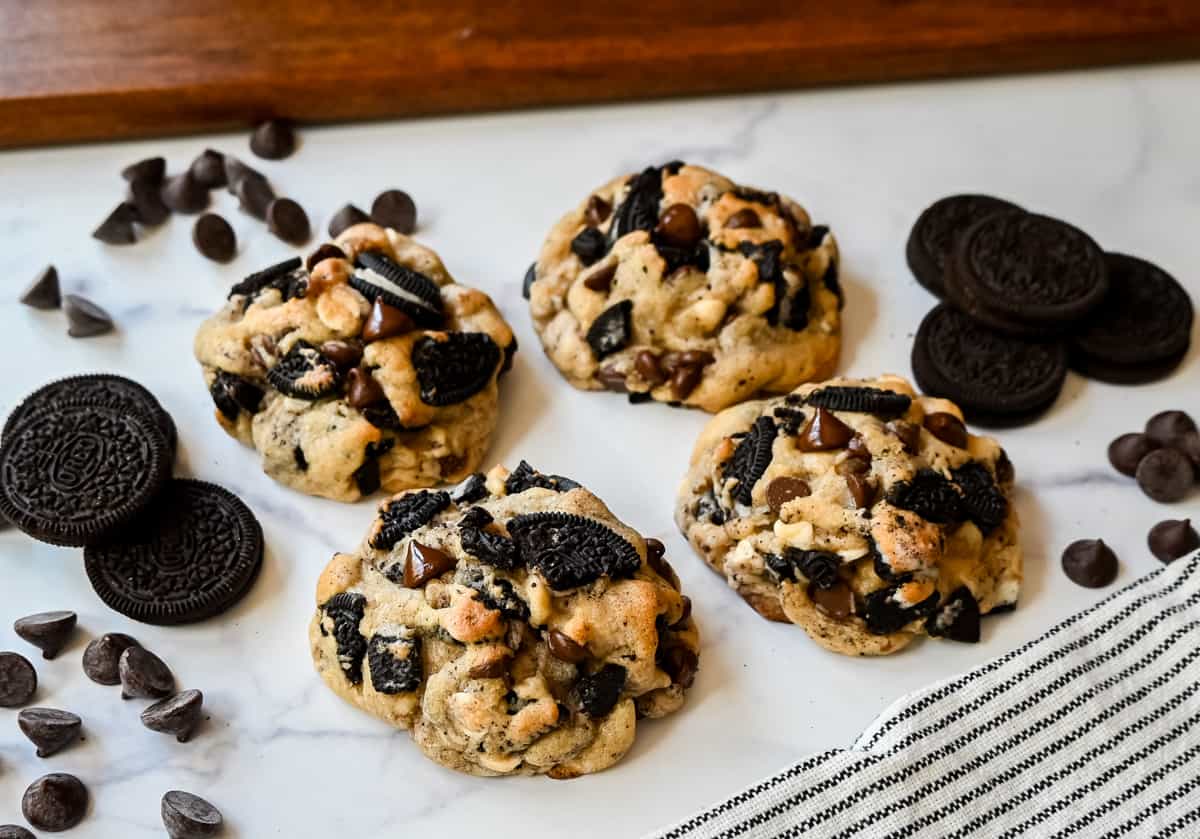 Bakery Style Oreo Cookies. Thick, soft bakery style chocolate chip OREO cookies. These OREO Cookies and Cream Cookies are soft, chewy and perfect for OREO lovers.