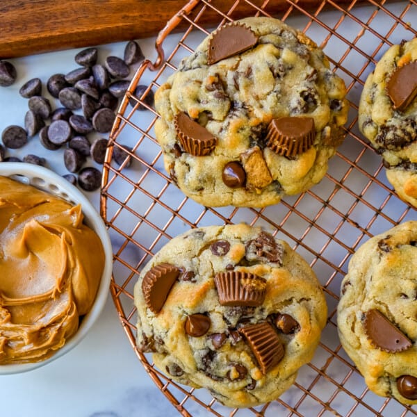 Reese's Chocolate Peanut Butter Cup Cookies. Soft, chewy, thick bakery-style chocolate peanut butter cup cookies made with Reese's peanut butter cups. Chocolate peanut butter lovers will love these cookies!