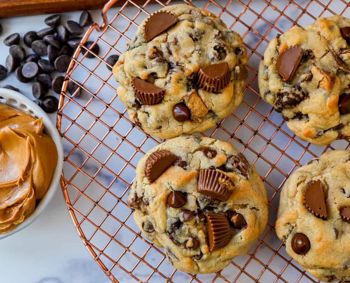 Reese's Chocolate Peanut Butter Cup Cookies. Soft, chewy, thick bakery-style chocolate peanut butter cup cookies made with Reese's peanut butter cups. Chocolate peanut butter lovers will love these cookies!