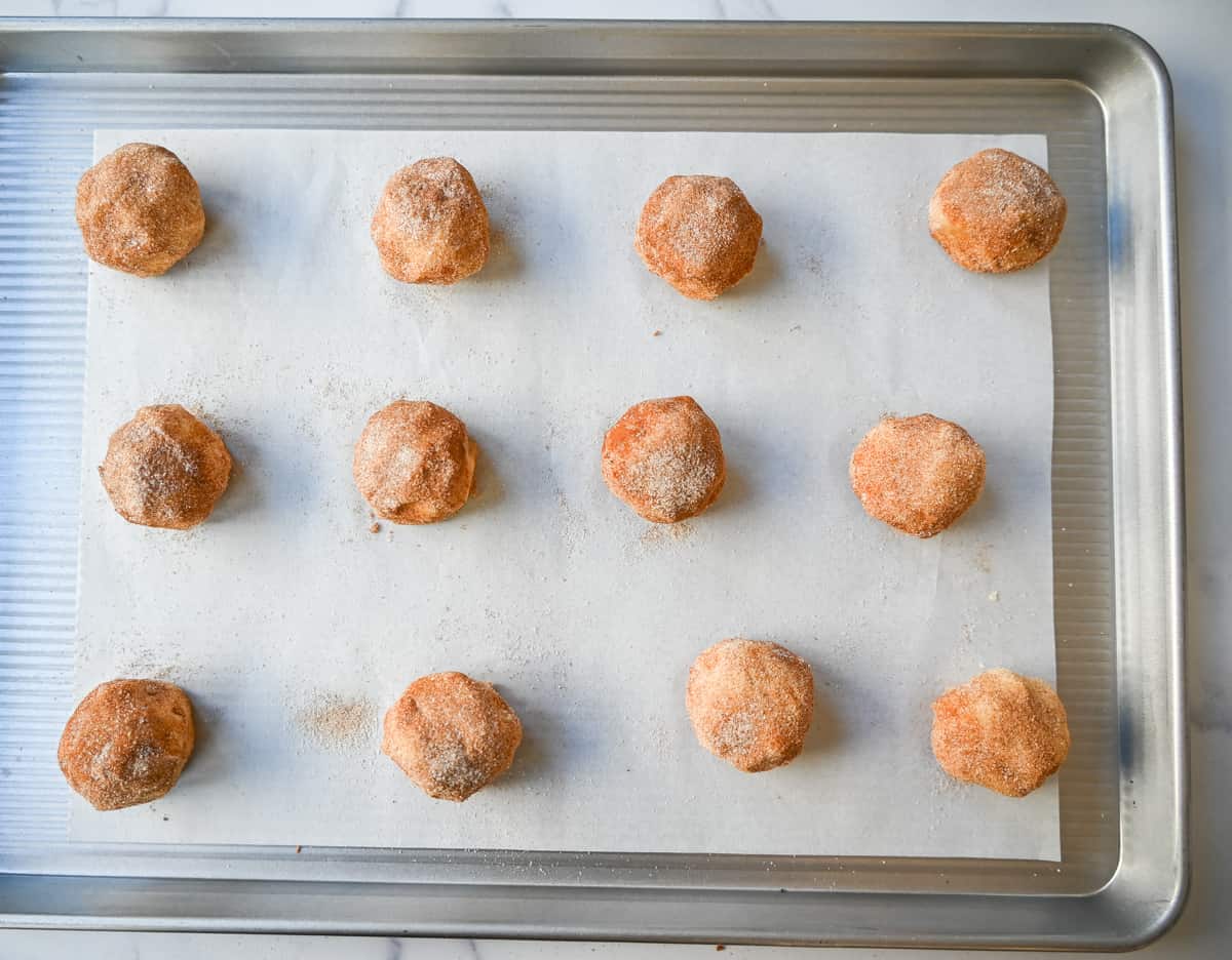 Snickerdoodles on baking sheet