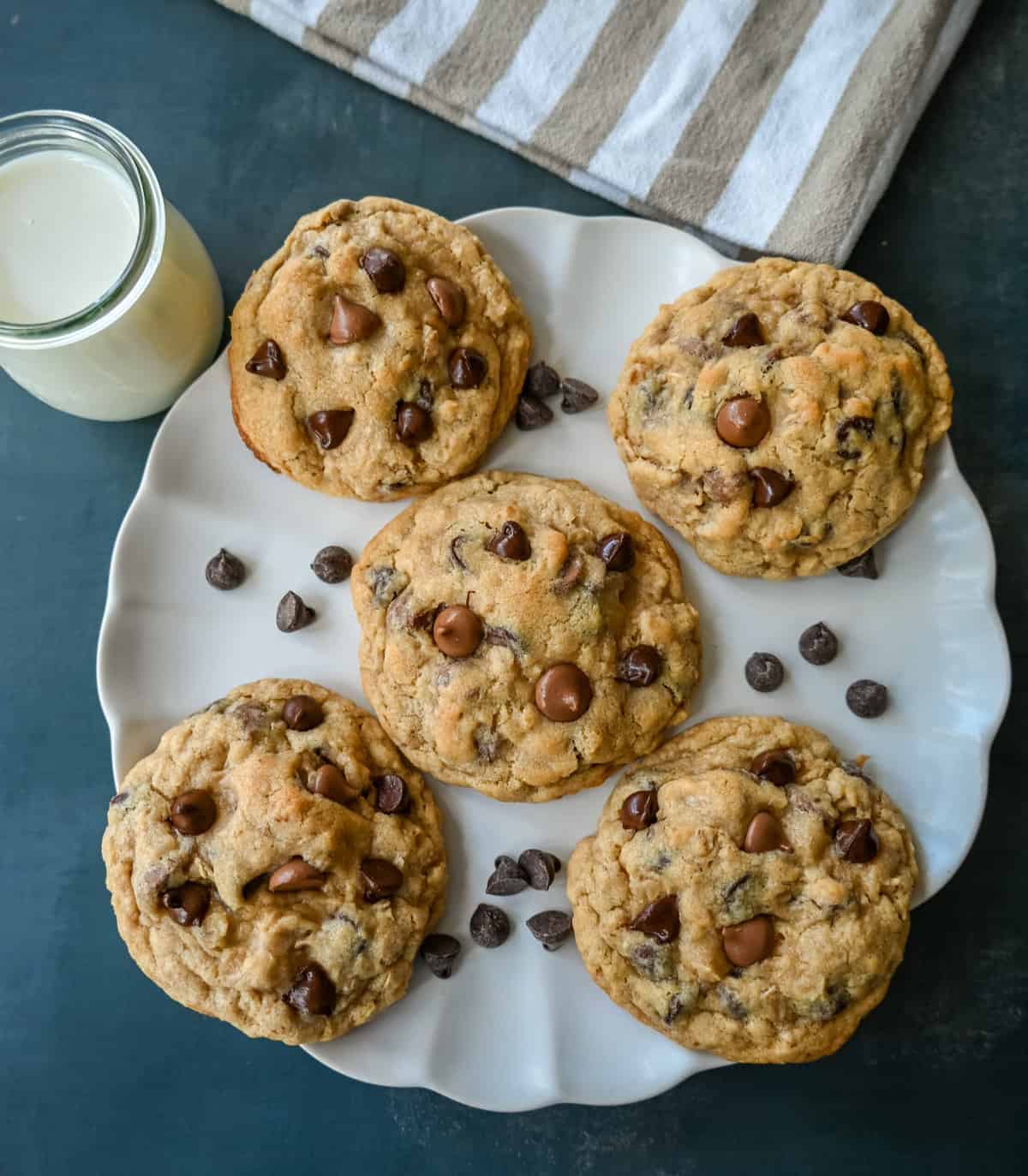 Bakery Style Oatmeal Chocolate Chip Cookies. These chewy oatmeal chocolate chip cookies are perfectly soft and chewy and filled with the perfect amount of oats and chocolate for the best chocolate chip oatmeal cookie.