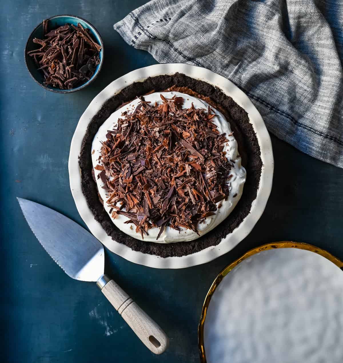 Chocolate Pie with Oreo cookie crust.