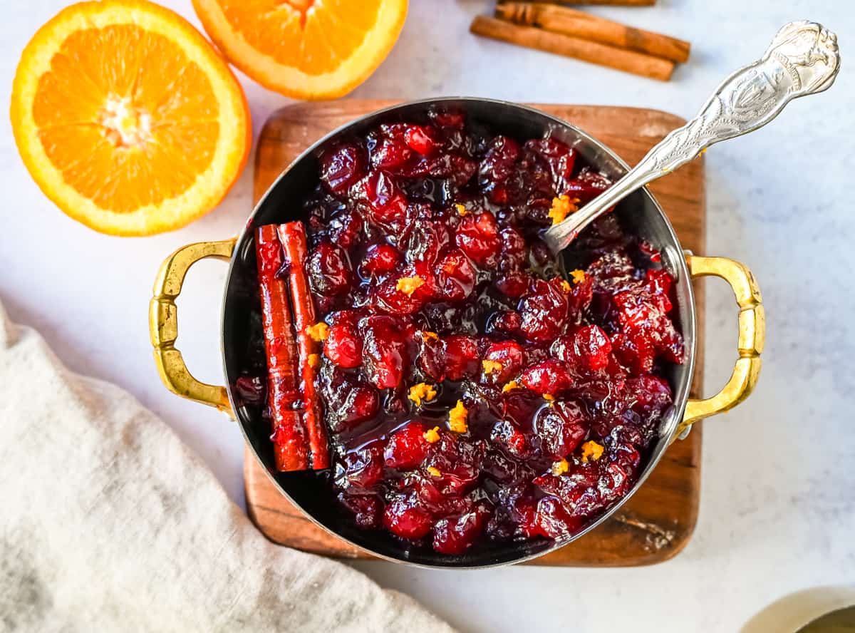 Easy homemade cranberry sauce made with only 4 ingredients.