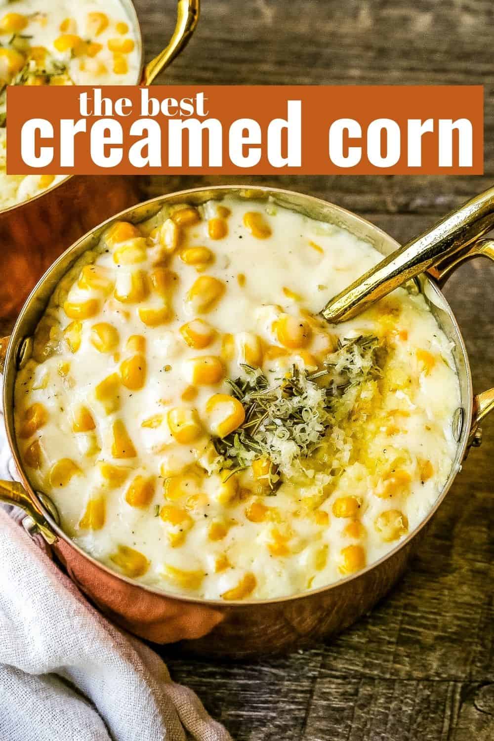 Creamed Corn is made with corn, fresh cream, butter, parmesan cheese, and salt. This is the best creamed corn recipe! We serve this every Thanksgiving and it is the most popular side dish at the table.