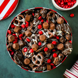 Jingle Jangle Christmas Chocolate Snack Mix. This popular chocolate snack mix inspired by Trader Joe's Jingle Jangle Holiday Mix is perfect for chocolate lovers. It is the best salty and sweet mix and is the perfect holiday treat to give to neighbors, friends, and family. You won't be able to stop eating it!