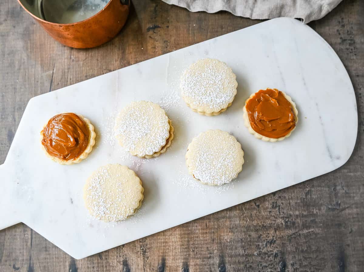 Alfajores Cookies with dulce de leche filling