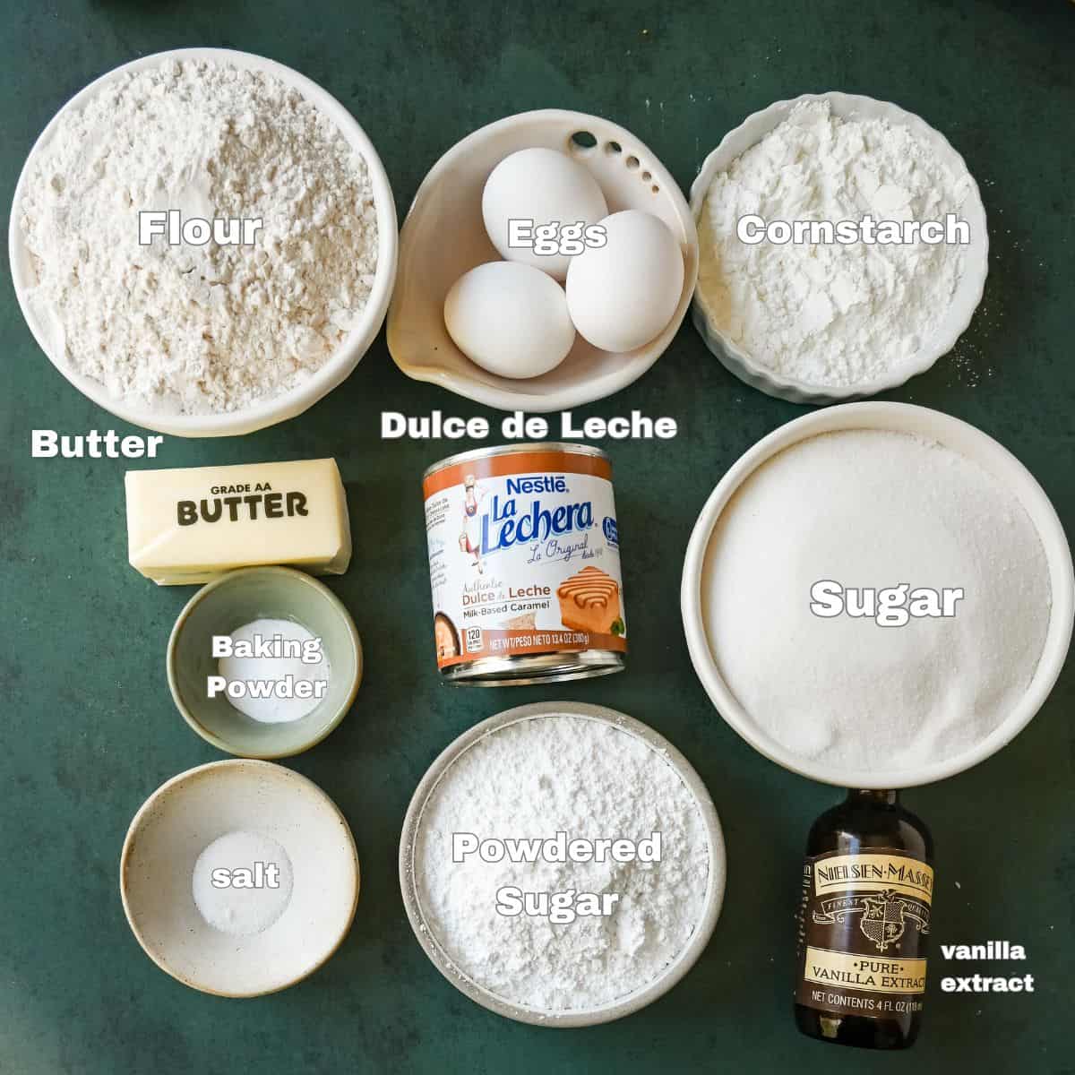 Alfajores Ingredients. What you need to make alfajores cookies.