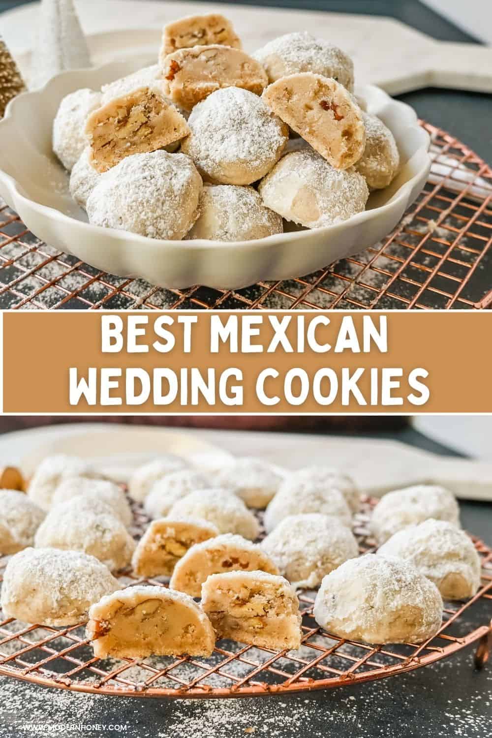 Mexican Wedding Cookies (Snowball Cookies). These buttery, nutty, Mexican wedding cookies are so easy to make and call for only 5 ingredients. These melt-in-your-mouth cookies are perfect to make during the holidays and everyone loves them. The perfect Christmas cookie recipe. A festive Christmas cookie.