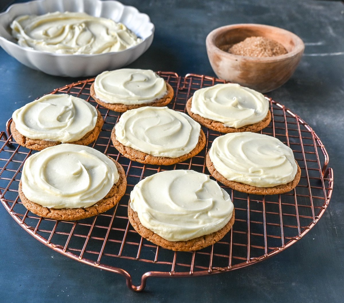 Soft Gingerbread Cookies with Cream Cheese Frosting. These Frosted Molasses Ginger Cookies are the perfect Christmas Cookie. Soft in the center with the perfect crisp edges. The sweet cream cheese frosting pairs perfectly with the spiced gingerbread cookie. This is a quintessential Christmas cookie recipe that gets rave reviews!