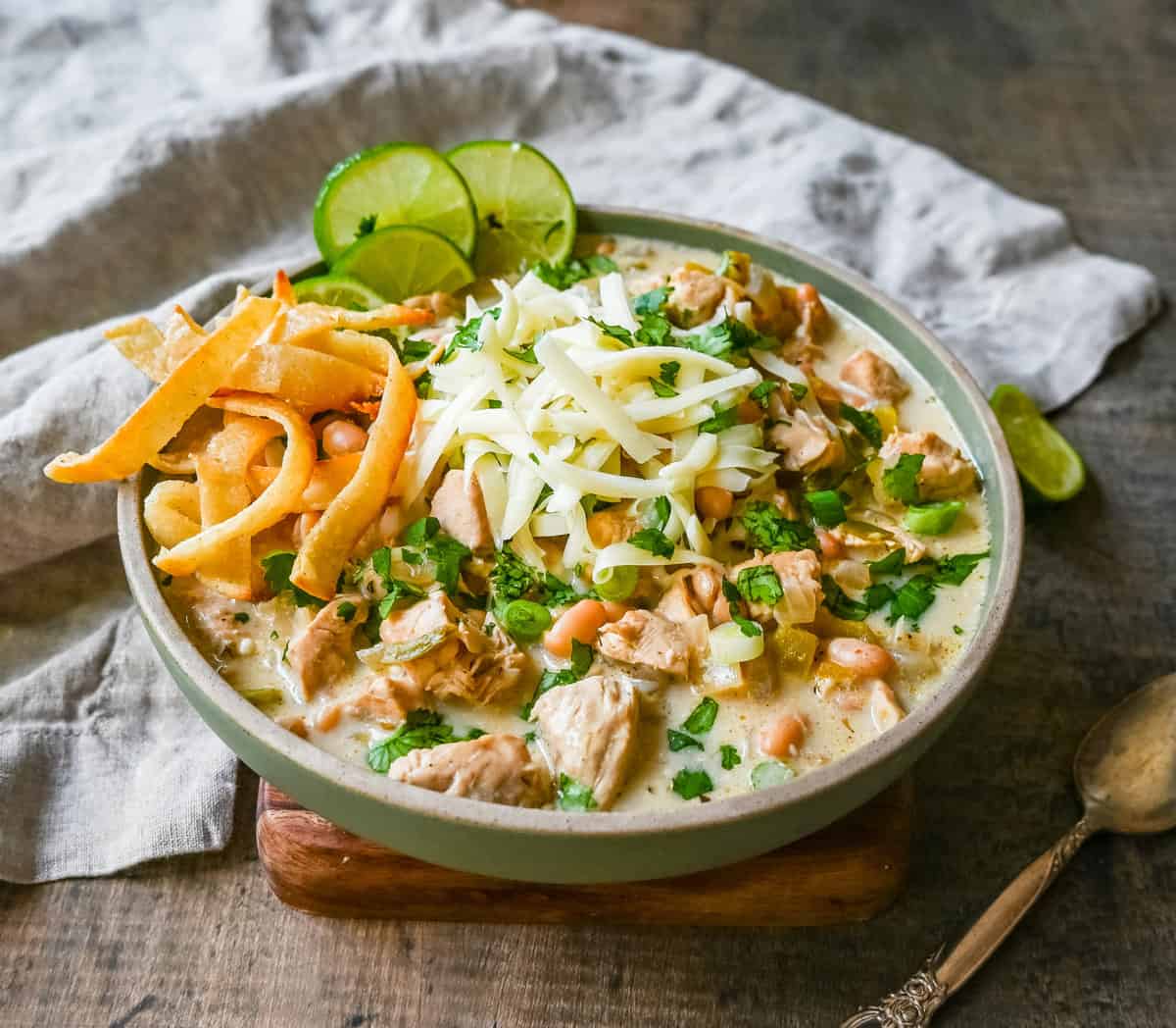 White Chicken Chili. This White Chicken Chili Recipe is so creamy, delicious, and full of flavor. This quick and easy white chicken chili is a family favorite meal!