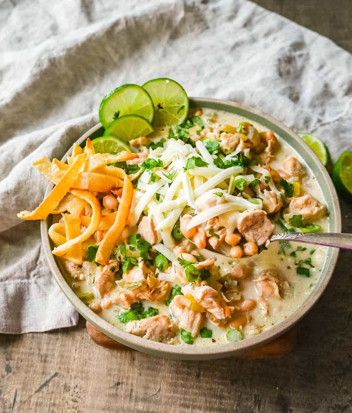 White Chicken Chili. This White Chicken Chili Recipe is so creamy, delicious, and full of flavor. This quick and easy white chicken chili is a family favorite meal!