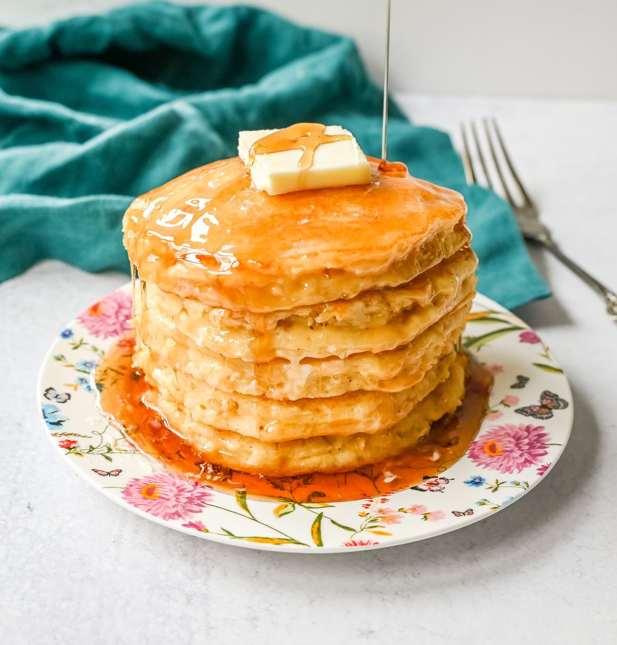 The Best Pancake Recipe. Light and fluffy buttermilk pancakes with a secret ingredient to make it extra tender. These sour cream pancakes are the only pancake recipe you will ever need!