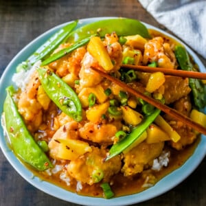 Crispy Pineapple Chicken. This Pineapple Chicken is made with crispy pineapple chicken covered in a sweet and tangy pineapple sauce. This Chinese Pineapple Chicken is a crowd pleaser!