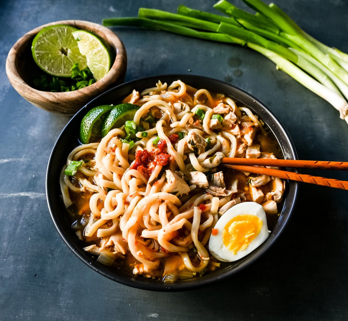 Homemade Chicken Ramen. This warm, comforting bowl of homemade chicken ramen is made with tender chicken, noodles, vegetables, in a perfectly spiced flavorful broth.