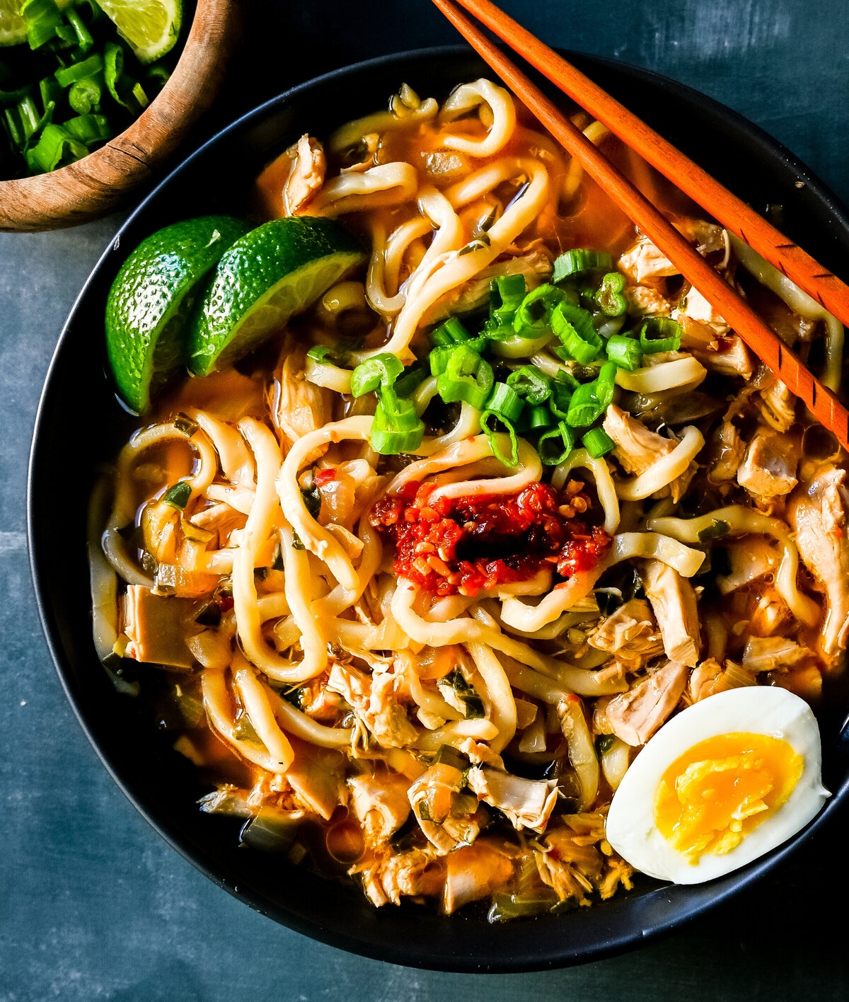Homemade Chicken Ramen. This warm, comforting bowl of homemade chicken ramen is made with tender chicken, noodles, vegetables, in a perfectly spiced flavorful broth.