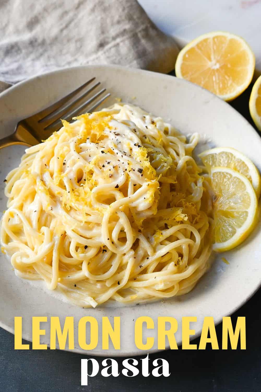 Lemon Pasta (Spaghetti al Limone). This creamy and tangy pasta dish features fresh lemon cream sauce tossed with fresh pasta. This Spaghetti al Limone is vibrant, fresh, and perfectly creamy and is so easy to make!