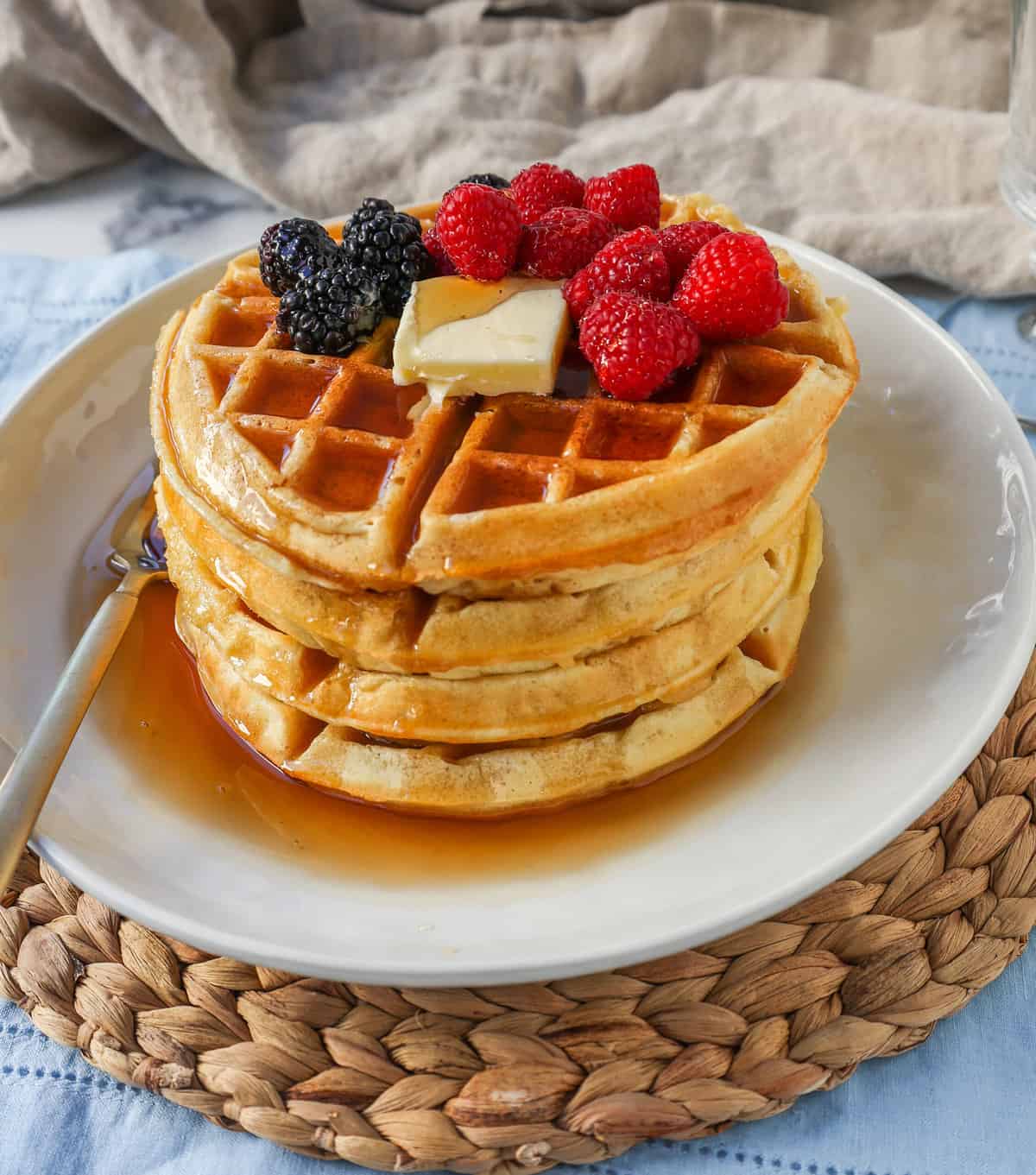 Buttermilk Waffles. How to make the best homemade Belgian waffles at home. Buttermilk waffles with crispy edges and chewy centers make the perfect weekend breakfast!