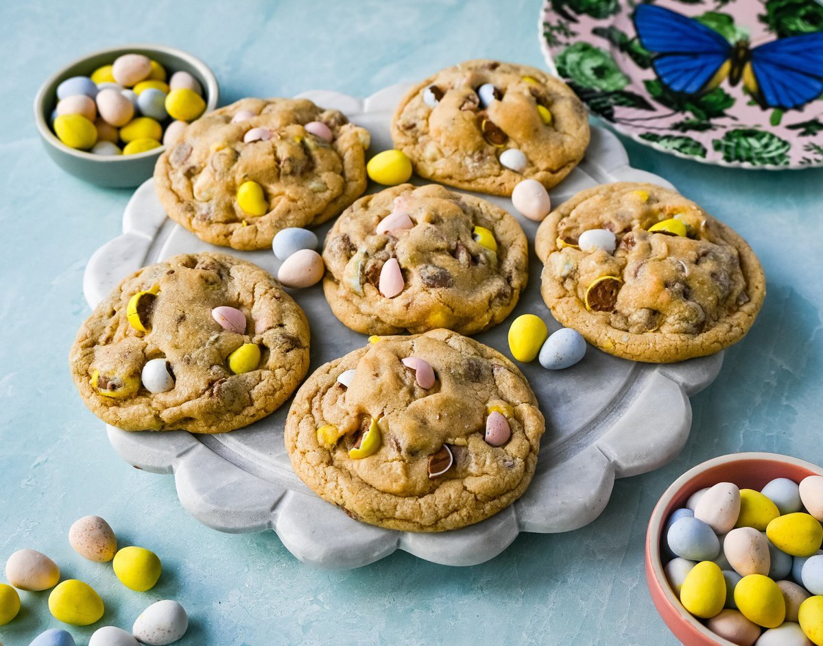 Cadbury Egg Cookies. These soft and chewy Cadbury egg cookies made with mini chocolate Cadbury eggs are the perfect Easter cookie.