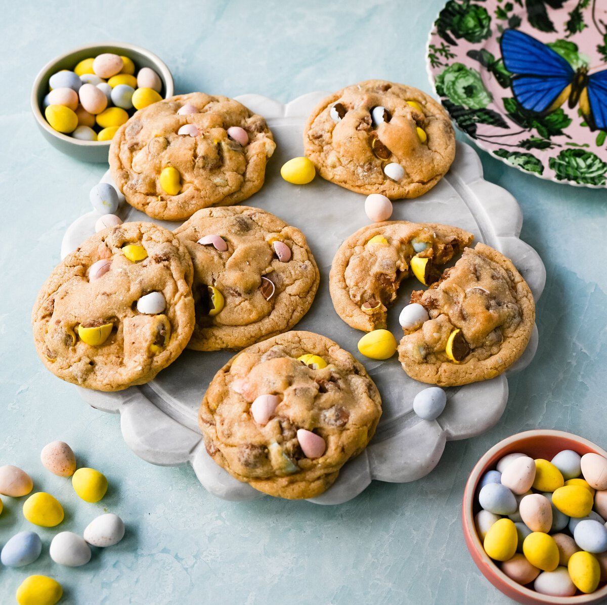 Cadbury Egg Cookies. These soft and chewy Cadbury egg cookies made with mini chocolate Cadbury eggs are the perfect Easter cookie.