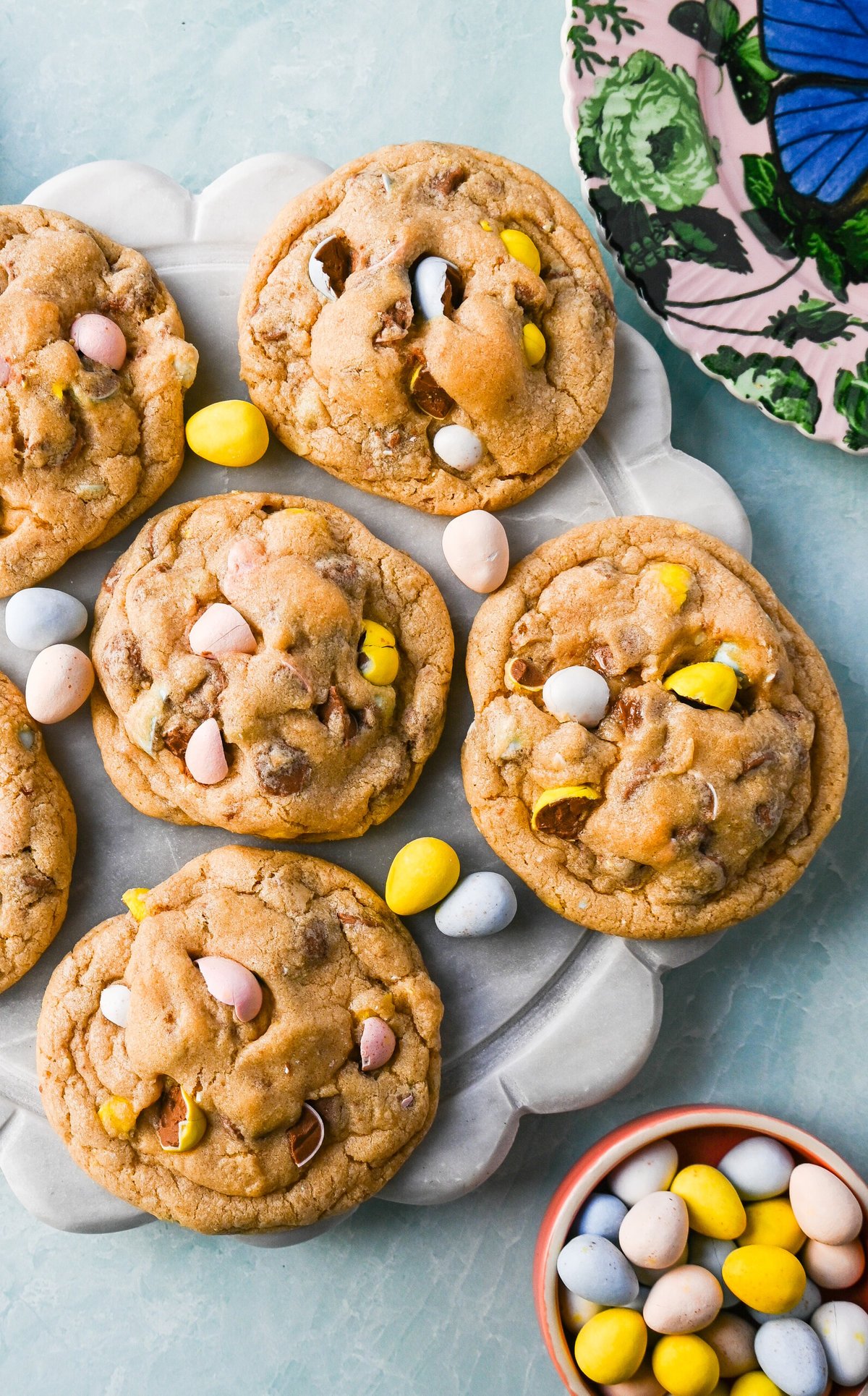 Cadbury Egg Cookies. These soft and chewy Cadbury egg cookies made with mini chocolate Cadbury eggs are the perfect Easter cookie.