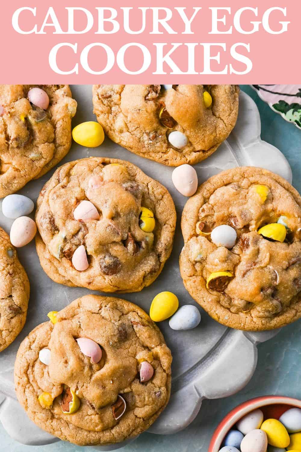 Cadbury Egg Cookies. These soft and chewy Cadbury egg cookies made with mini chocolate Cadbury eggs are the perfect Easter cookie.