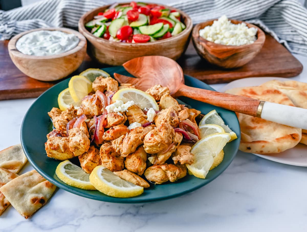 Oven Roasted Chicken Shawarma. Juicy, flavorful Chicken Shawarma made with chicken in a bright, spiced lemon marinade baked in the oven until perfectly cooked. This is such an easy chicken shawarma recipe!