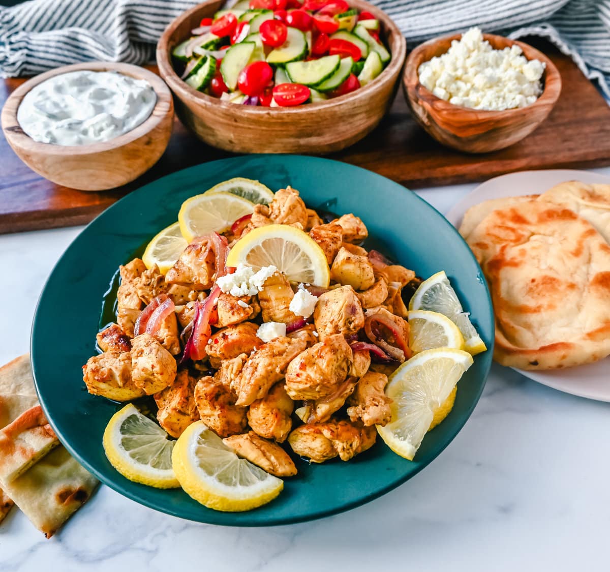 Oven Roasted Chicken Shawarma. Juicy, flavorful Chicken Shawarma made with chicken in a bright, spiced lemon marinade baked in the oven until perfectly cooked. This is such an easy chicken shawarma recipe!