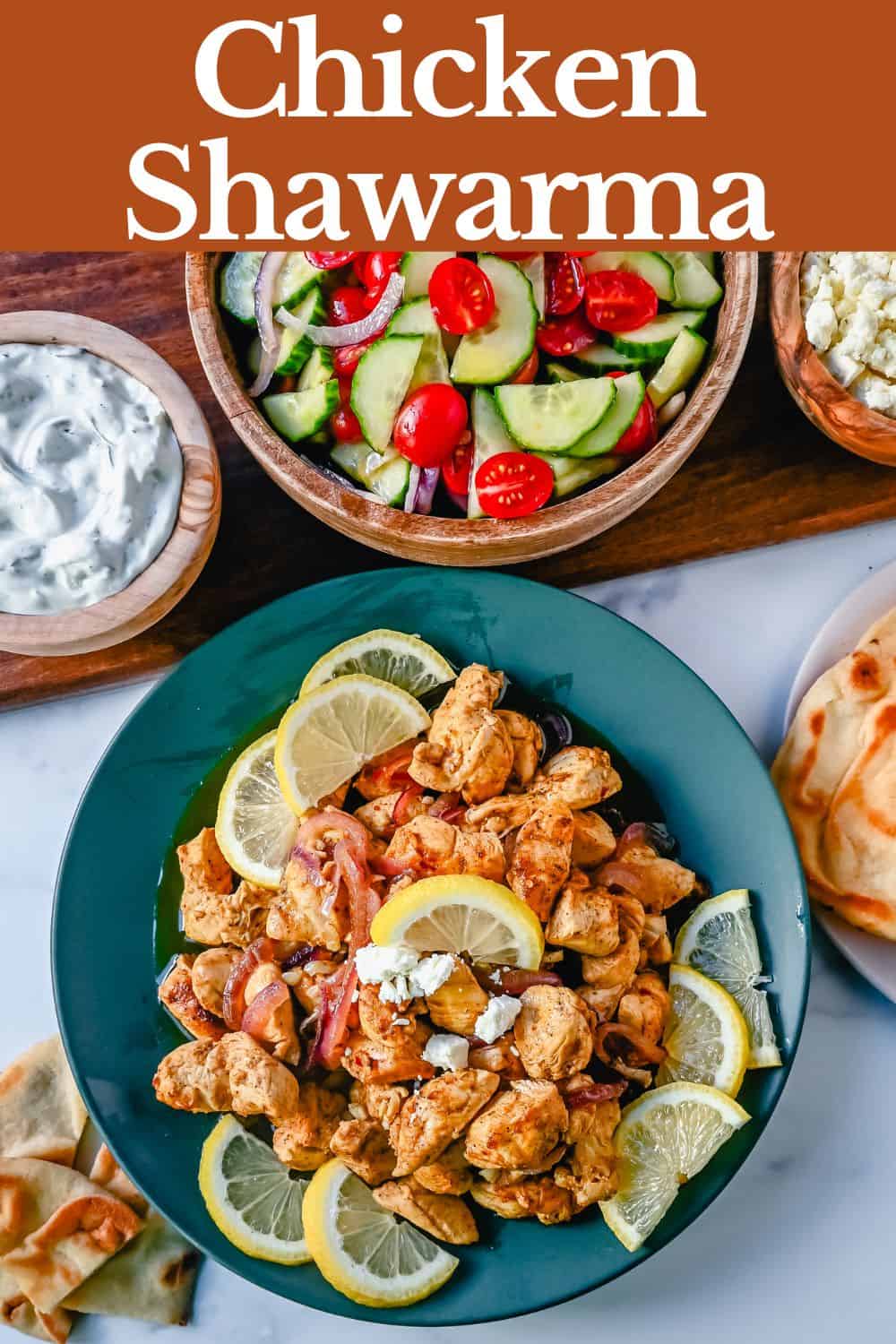 Oven Roasted Chicken Shawarma. Juicy, flavorful Chicken Shawarma made with chicken in a bright, spiced lemon marinade baked in the oven until perfectly cooked. This is such an easy chicken shawarma recipe!