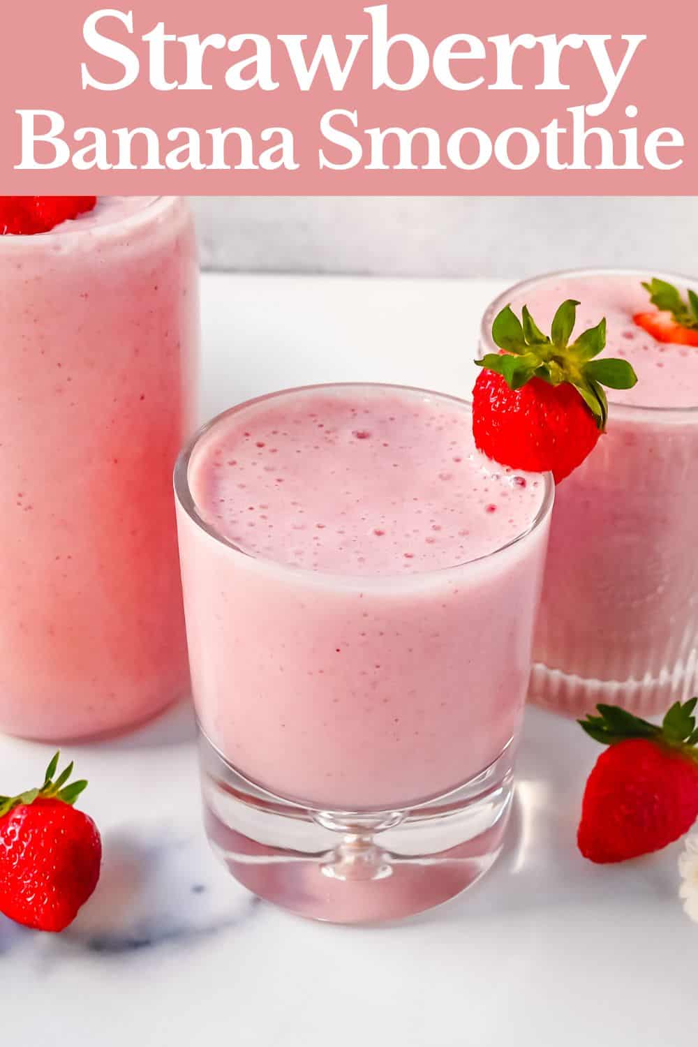 Strawberry Banana Smoothie Recipe. This easy, creamy, refreshing 4-ingredient Strawberry Banana Smoothie is made with strawberries, banana, milk, and a touch of honey and is such a healthy breakfast to start your day.