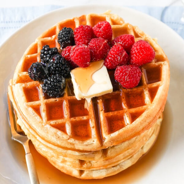 Buttermilk Waffles. How to make the best homemade Belgian waffles at home. Buttermilk waffles with crispy edges and chewy centers make the perfect weekend breakfast!