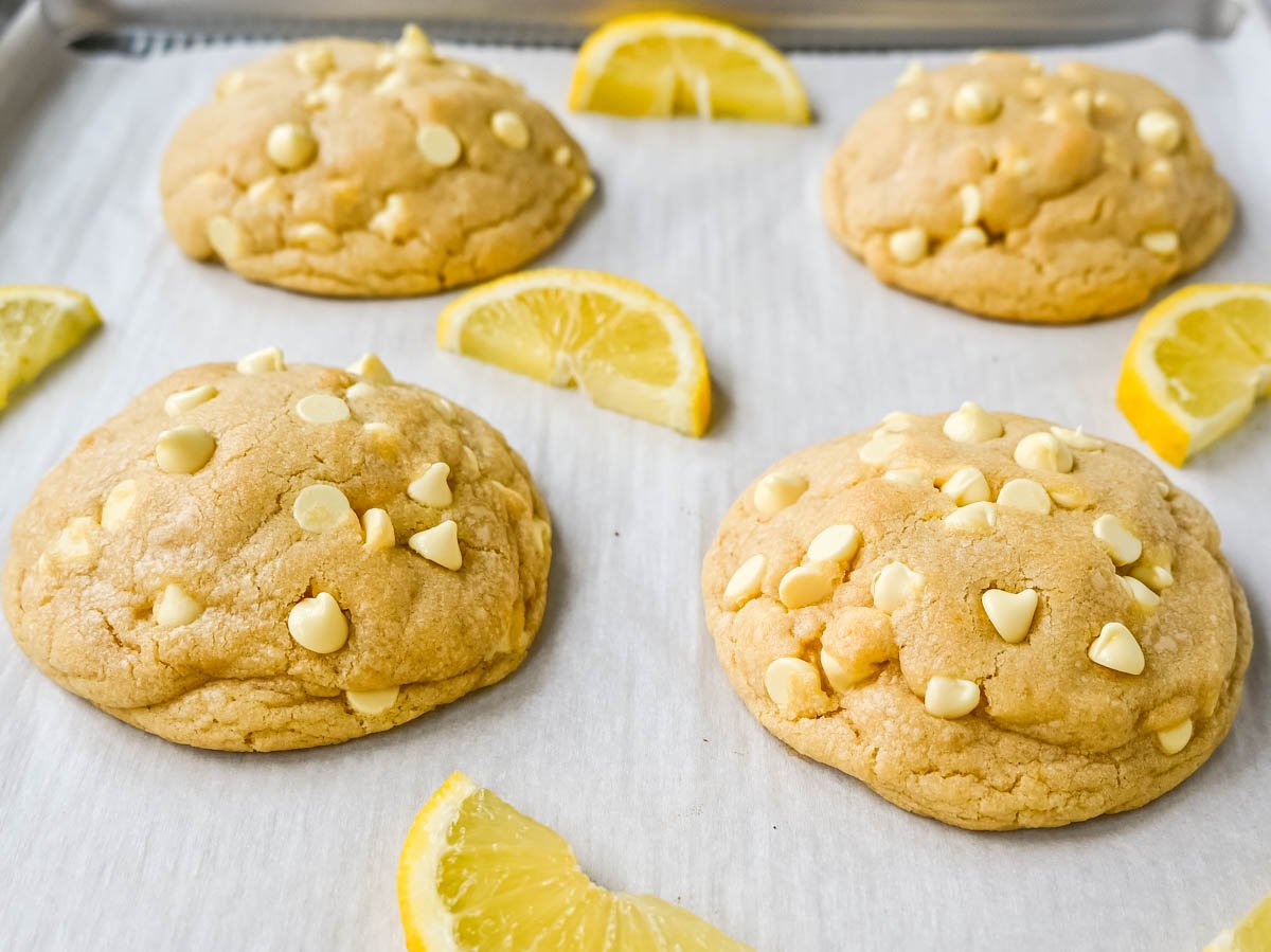Levain Bakery Lemon Cookies. These soft, thick, chewy, bakery-style Levain Bakery Lemon Cookies are made with three types of lemon flavoring plus lemon chips. You will love these bakery style lemon cookies!