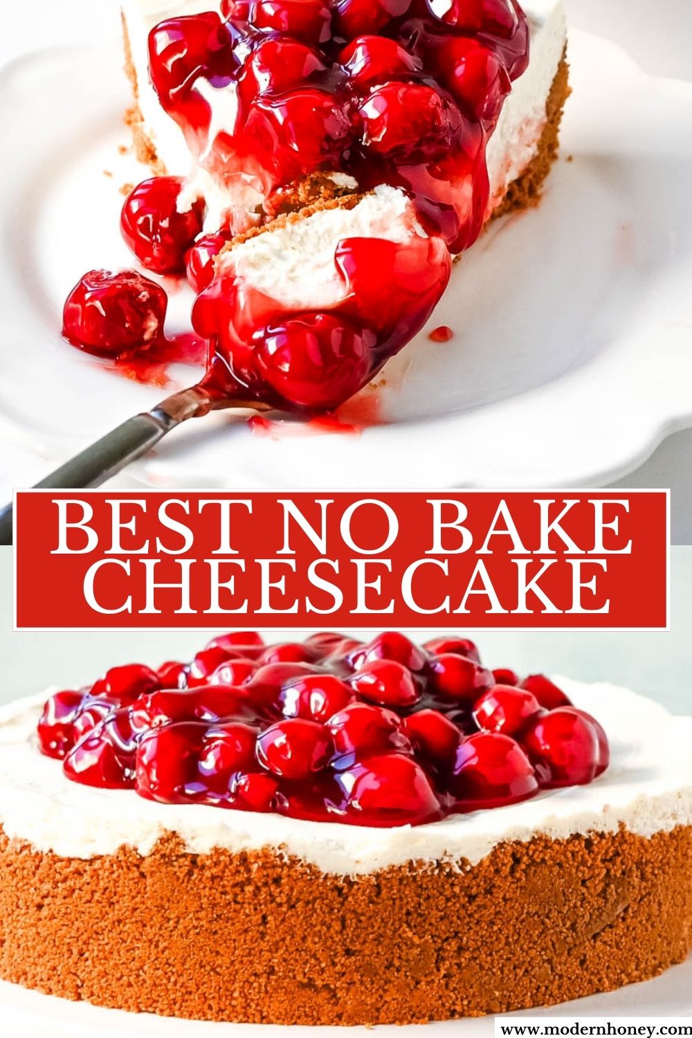 No Bake Cheesecake Recipe. This easy no bake cheesecake is made with only 7 ingredients and doesn't require baking in the oven. It has a light, creamy, velvety and rich cheesecake filling paired with a buttery crust. It is the perfect no bake dessert recipe.