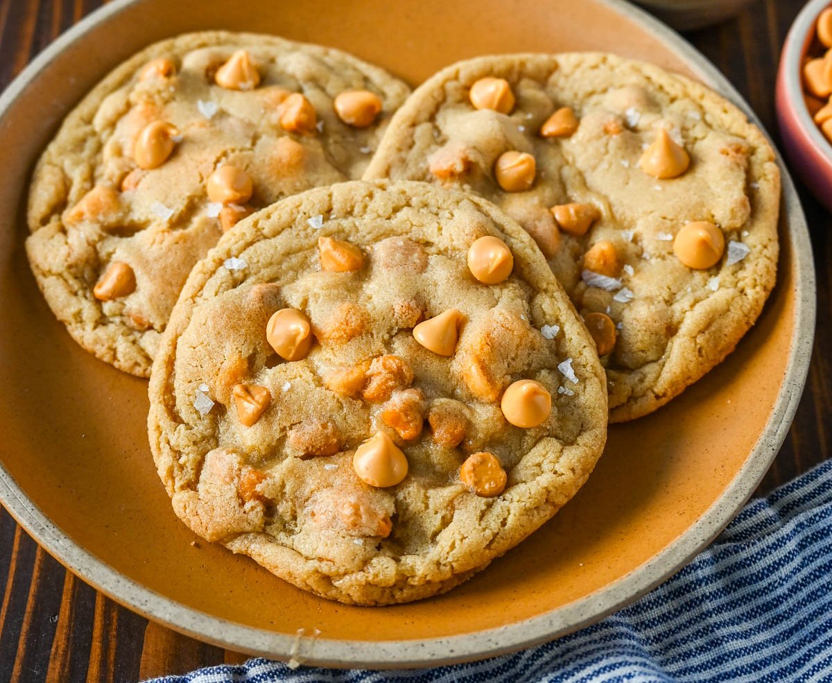 Butterscotch Chip Cookies. These soft butterscotch cookies with crispy edges and perfectly chewy on the inside filled with rich, buttery butterscotch chips. This salty and sweet cookie will definitely be a favorite!